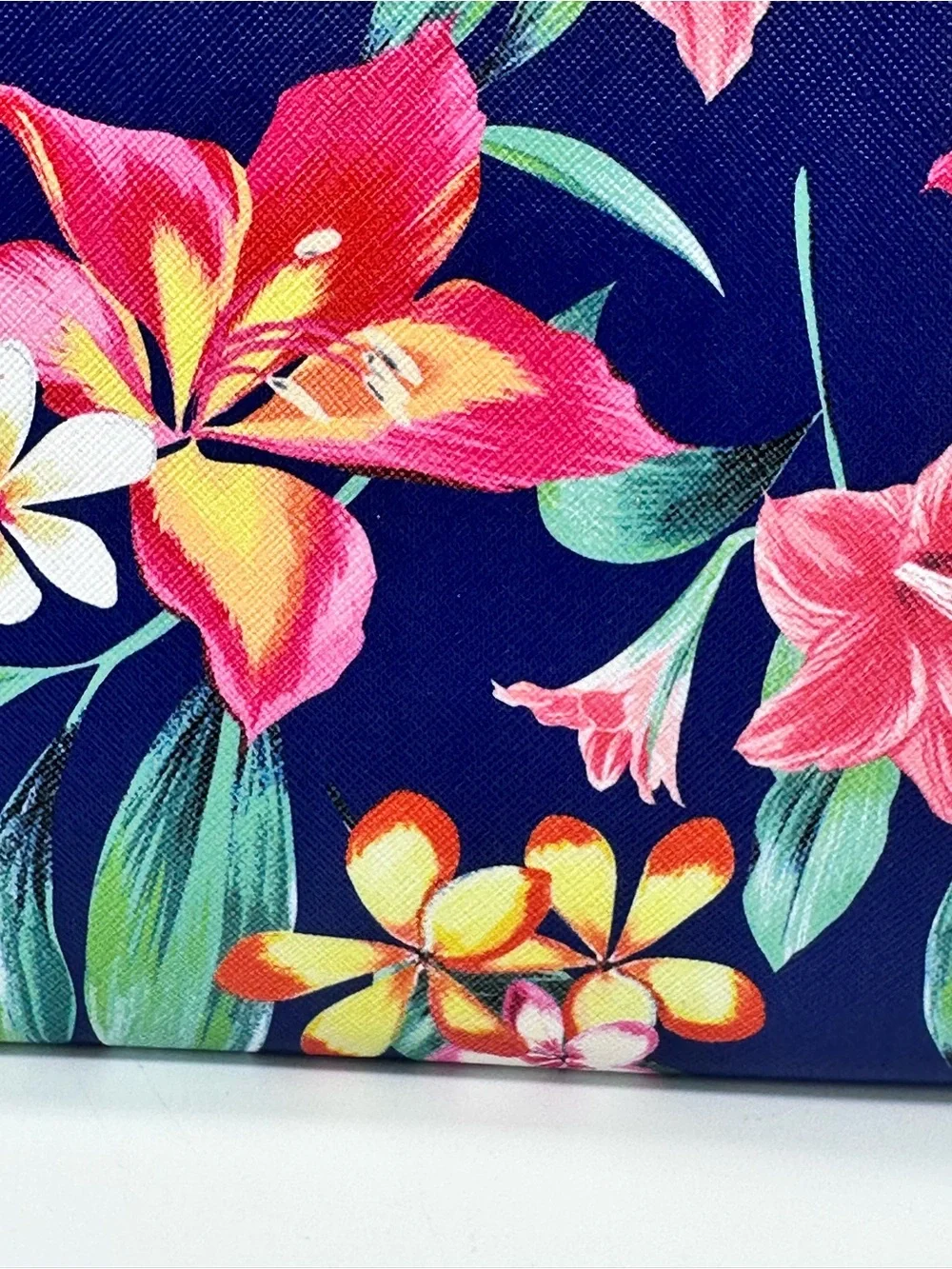 Victoria's Secret Tropical Floral Cosmetic Makeup Bag Clutch Pouch Navy Pink NWT